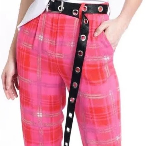 Wildfang + BP Pink Rouge Plaid Pants size small worn once - Picture 3 of 7
